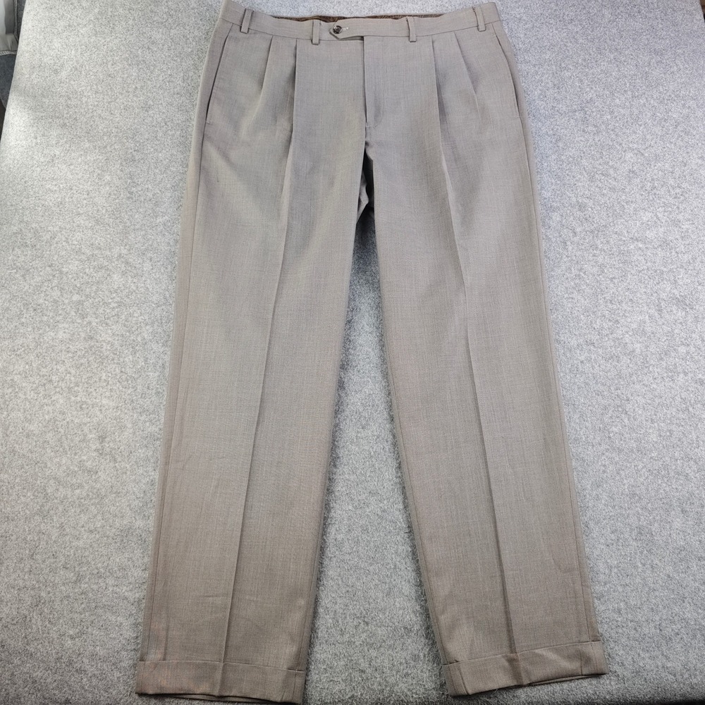 Lauren Ralph Lauren Dress Pants Mens 38x32 Gray Flat Front Poly Rayon Slacks